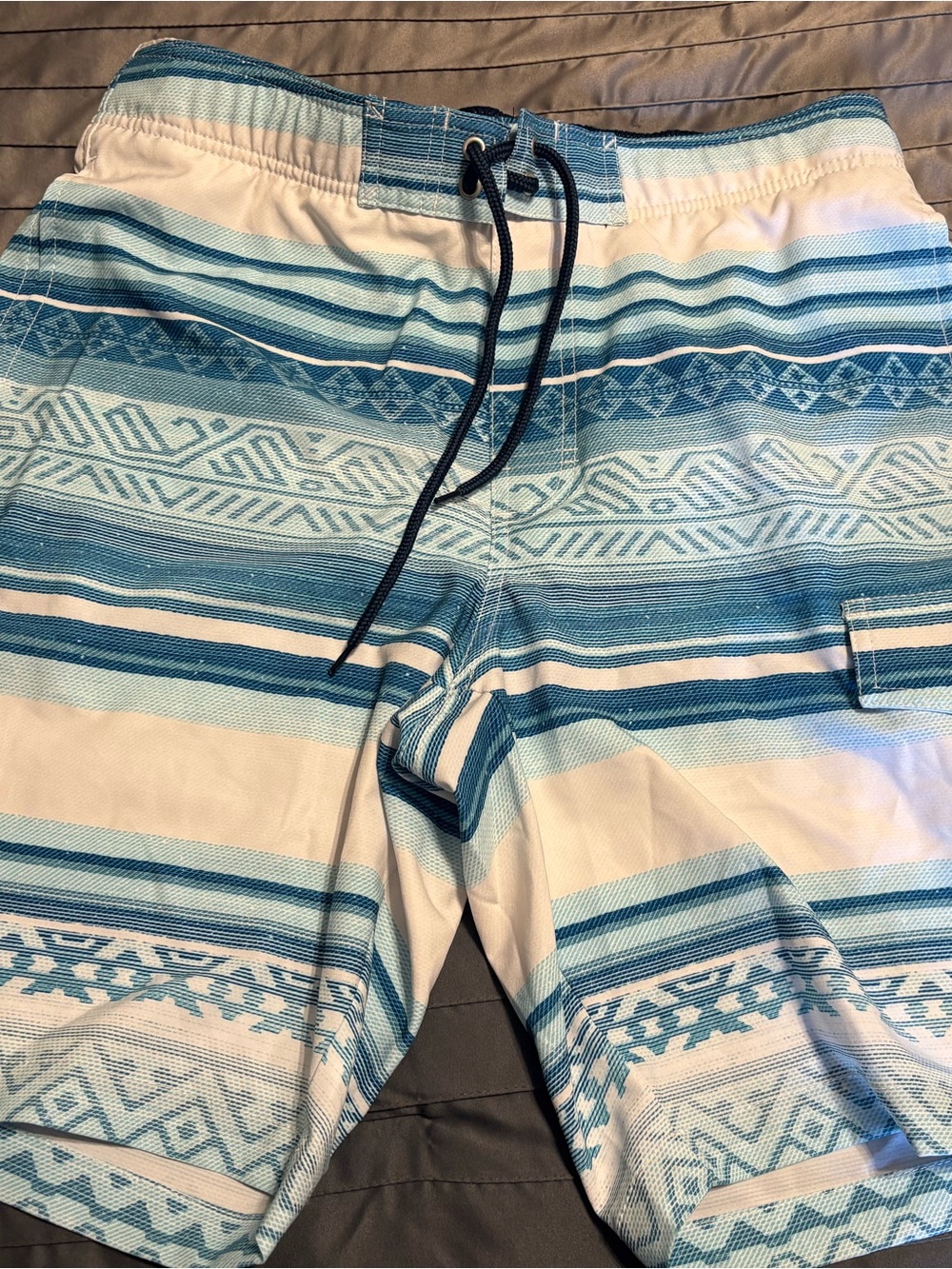Sonoma Teal and White Striped Swim Shorts